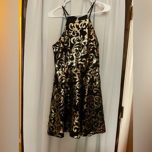 Sparkly halter top formal dress.